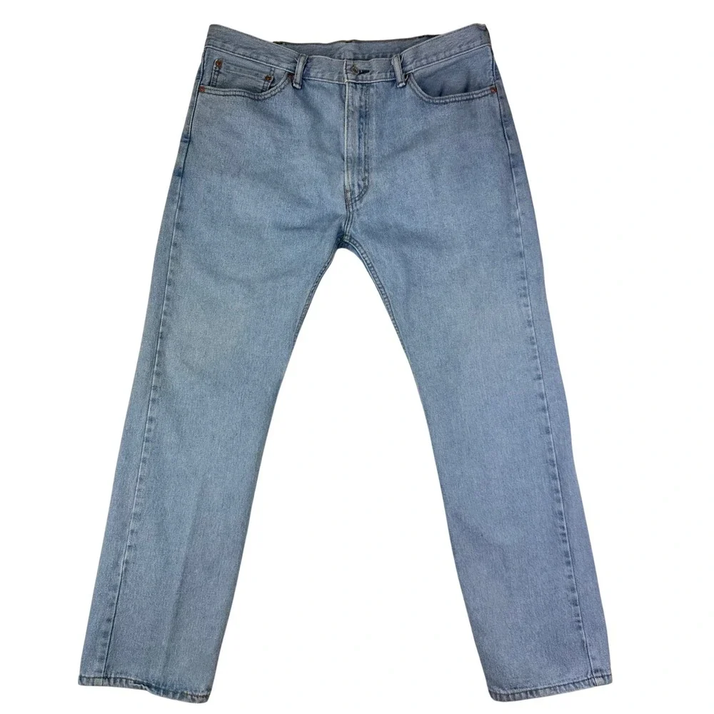 Levi's 505 Jeans Mens 38x32 Light Blue Regular Fit Straight Leg Cotton Denim